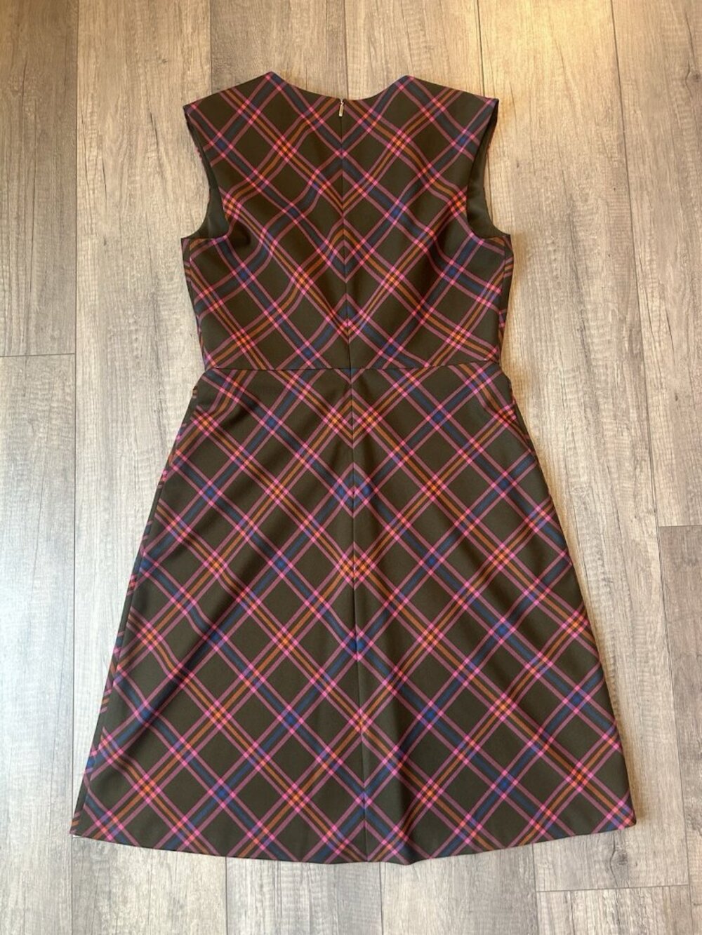 Trina Turk Delightful Dress A Line Plaid Dress Size 10 Brown Pink Wedding Guest - Picture 11 of 16